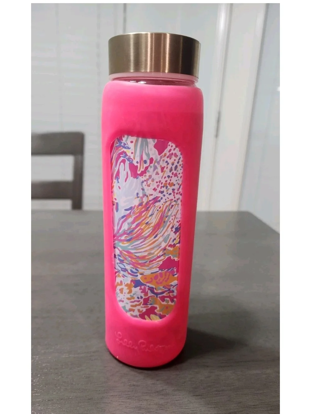 Lilly Pulitzer SUNKEN TREASURE Dragonfruit WATER BOTTLE Glass Reusable
